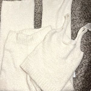 SKIMS Cozy Knit Pant, Tank, and Jacket in color Bone